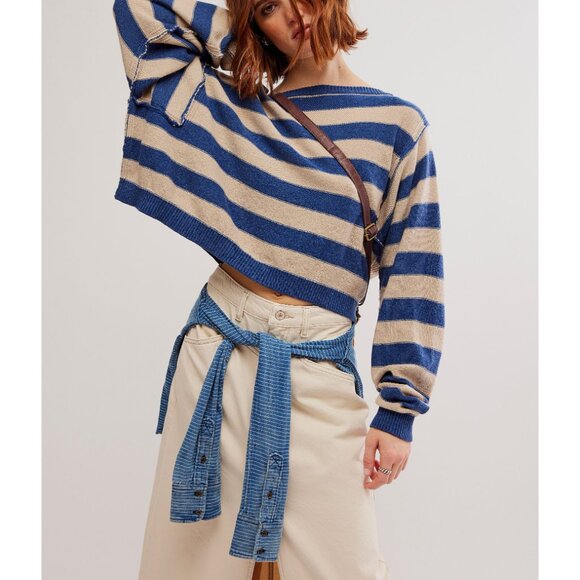 FREE PEOPLE Into The Blue Pullover / Blue Combo - Picture 6 of 9